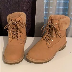 Tan Combat-style Boots